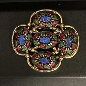 Sarah Coventry gold 1960's Light of the East brooch. Mosaic design, Collection,